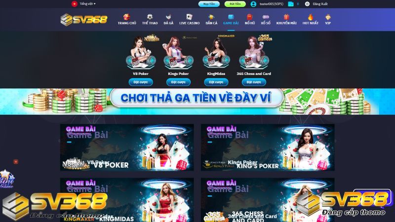 Link vào SV368 Sảnh game bài tại SV368
